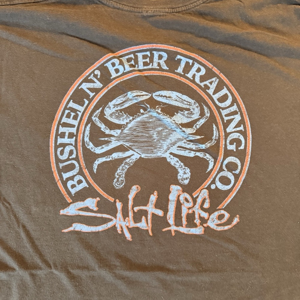 Salt Life Shirt Mens 2XL Black Crab Bushel N Beer Trading Co Pocket Surf